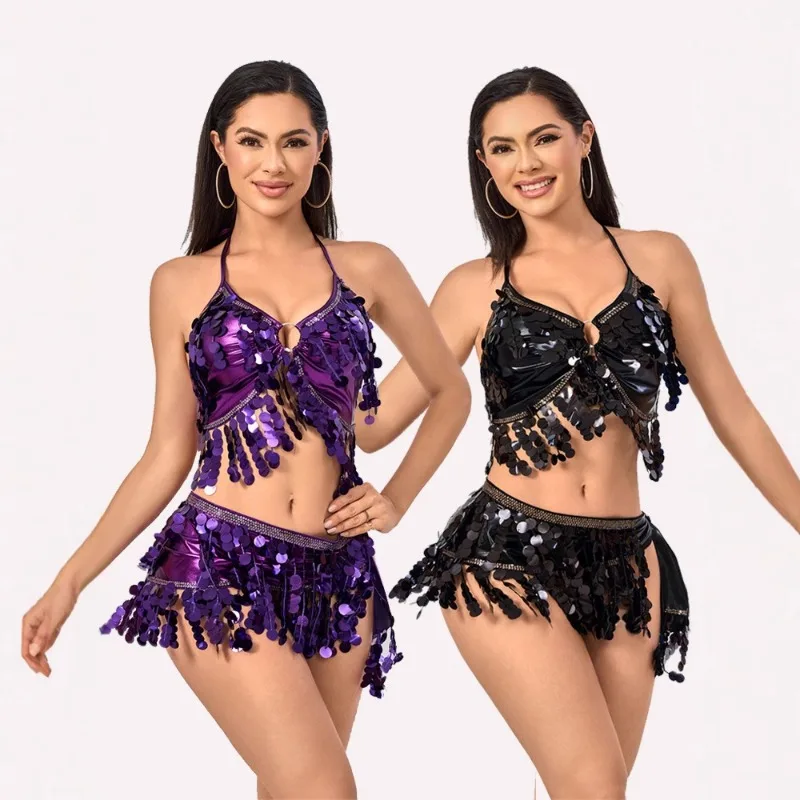 

Новый набедренный шарф для танца живота с блестками и бахромой, поясная цепочка для танца для индийского выступления