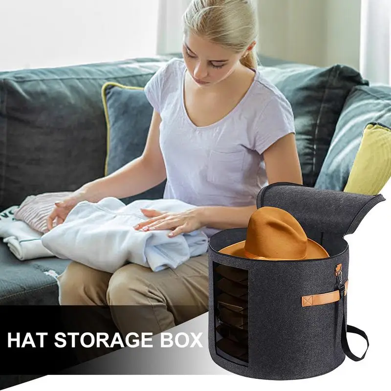 Hat Storage Box 19 D X 17 H Large Hat Organizer Case Portable Hat Case With Visible Translucent Front Hat Container Storage For