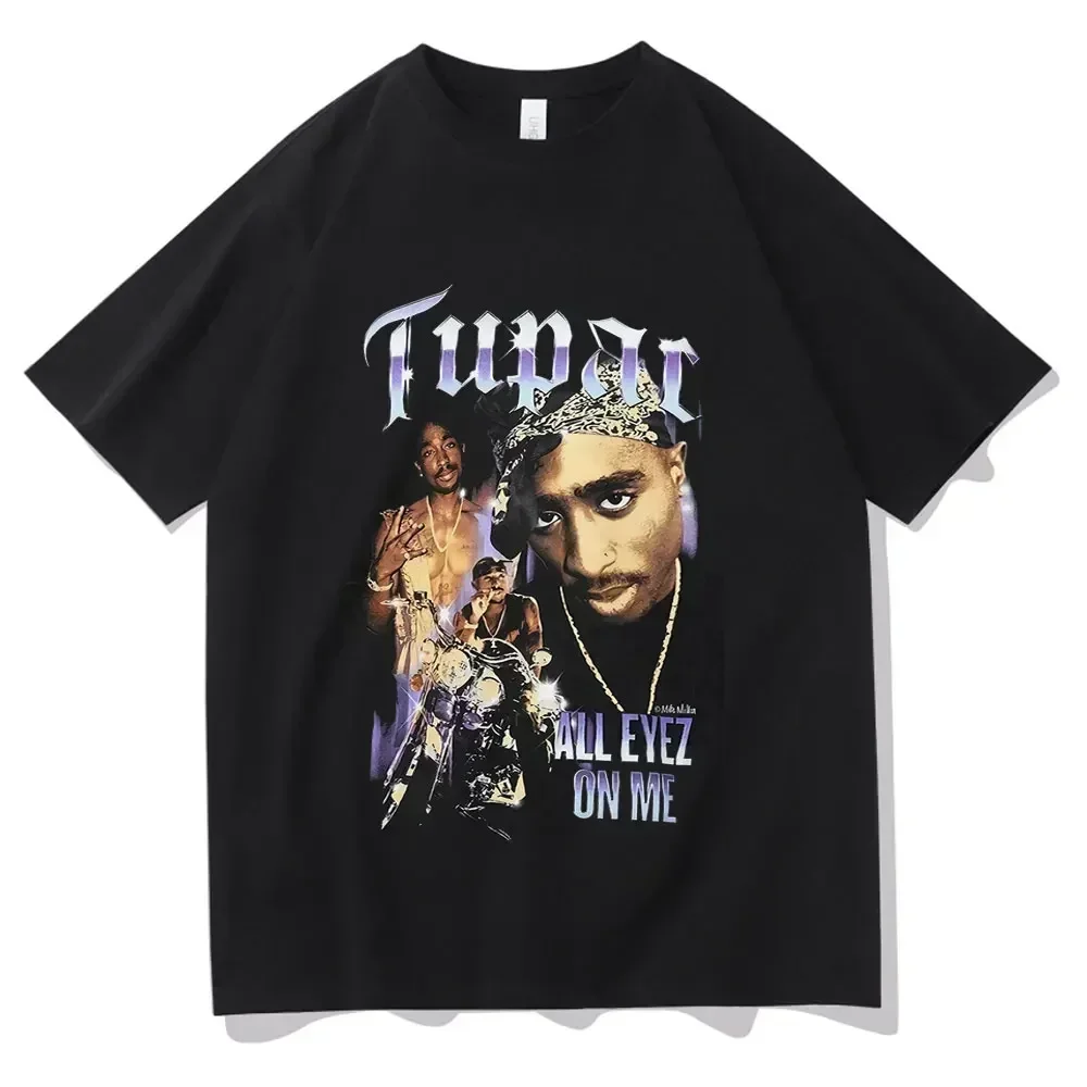 2024 Summer Fashion T-shirt Rapper Tupac Tops Hip Hop Streetwear Oversized Short Sleeves Tee Shirt Men Women  T Shirt