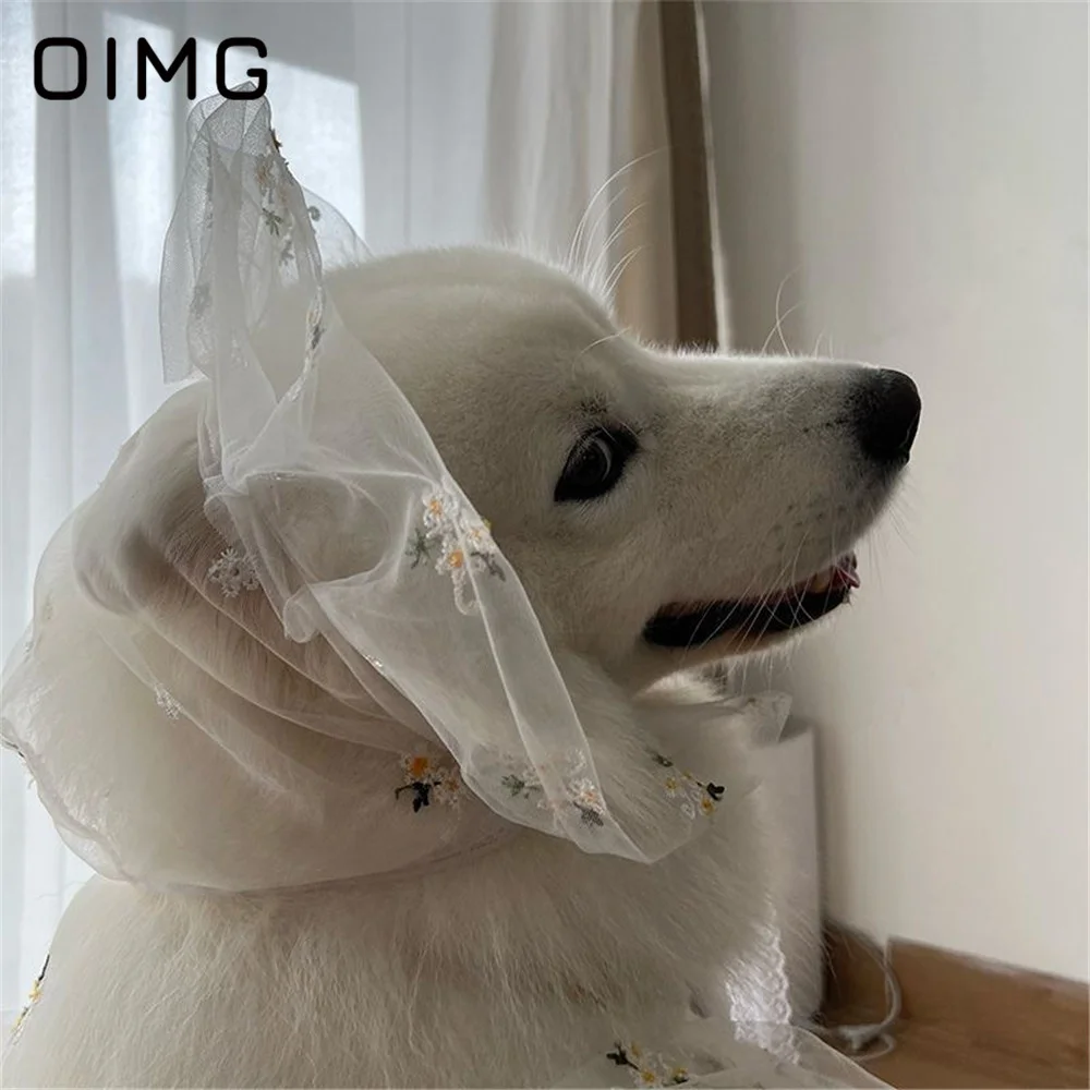 OIMG Pet Dog Wedding Dress Spring Summer Medium to Large Dogs Clothing Thin Wedding Dress Suit Samoyed Golden Retriever Labrador