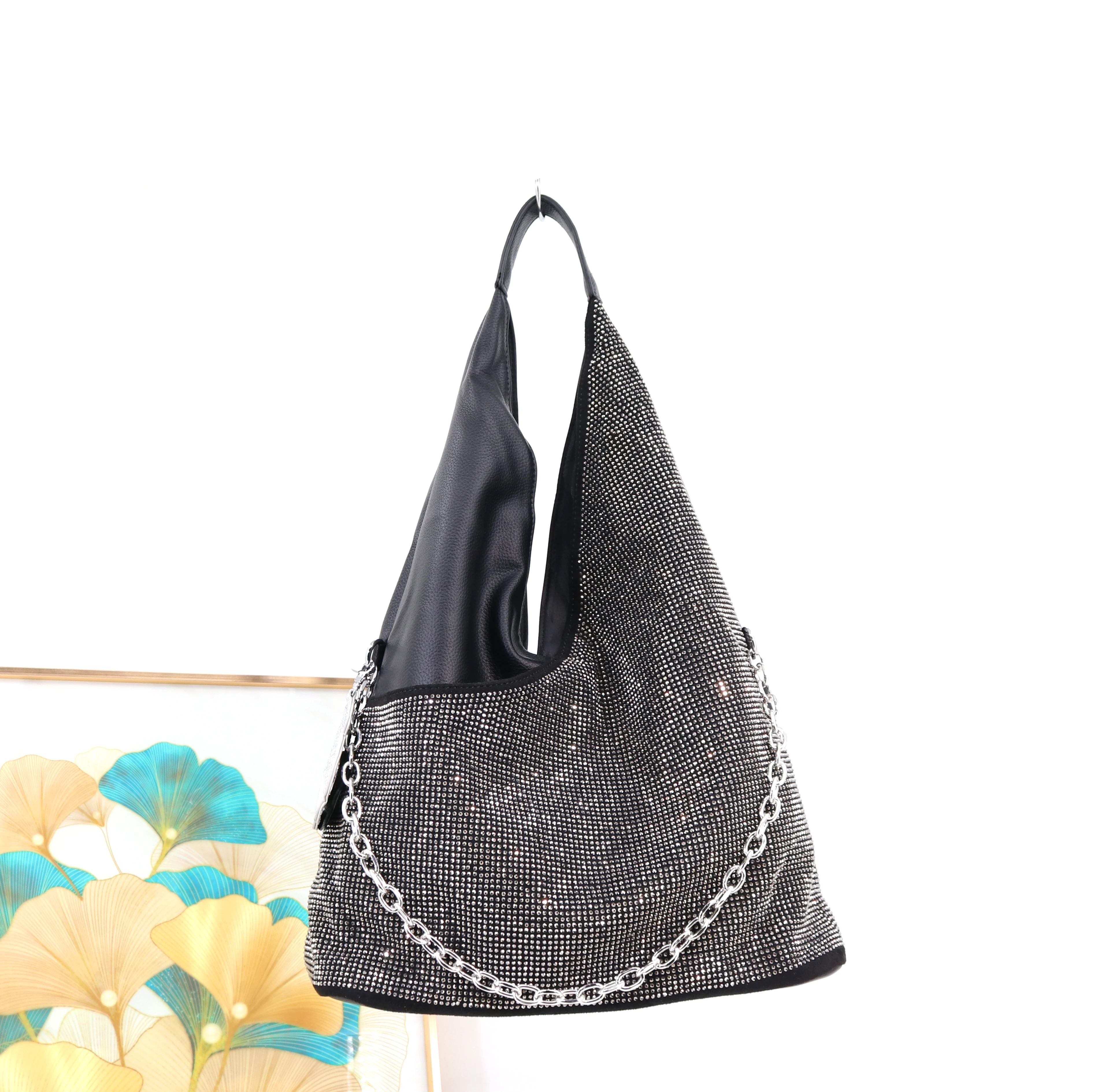 حقيبة يد نسائية عصرية مرصعة بأحجار الراين حقيبة كتف نسائية مصممة فاخرة حقيبة يد ذات سعة كبيرة حقيبة يد نسائية ناعمة للسيدات