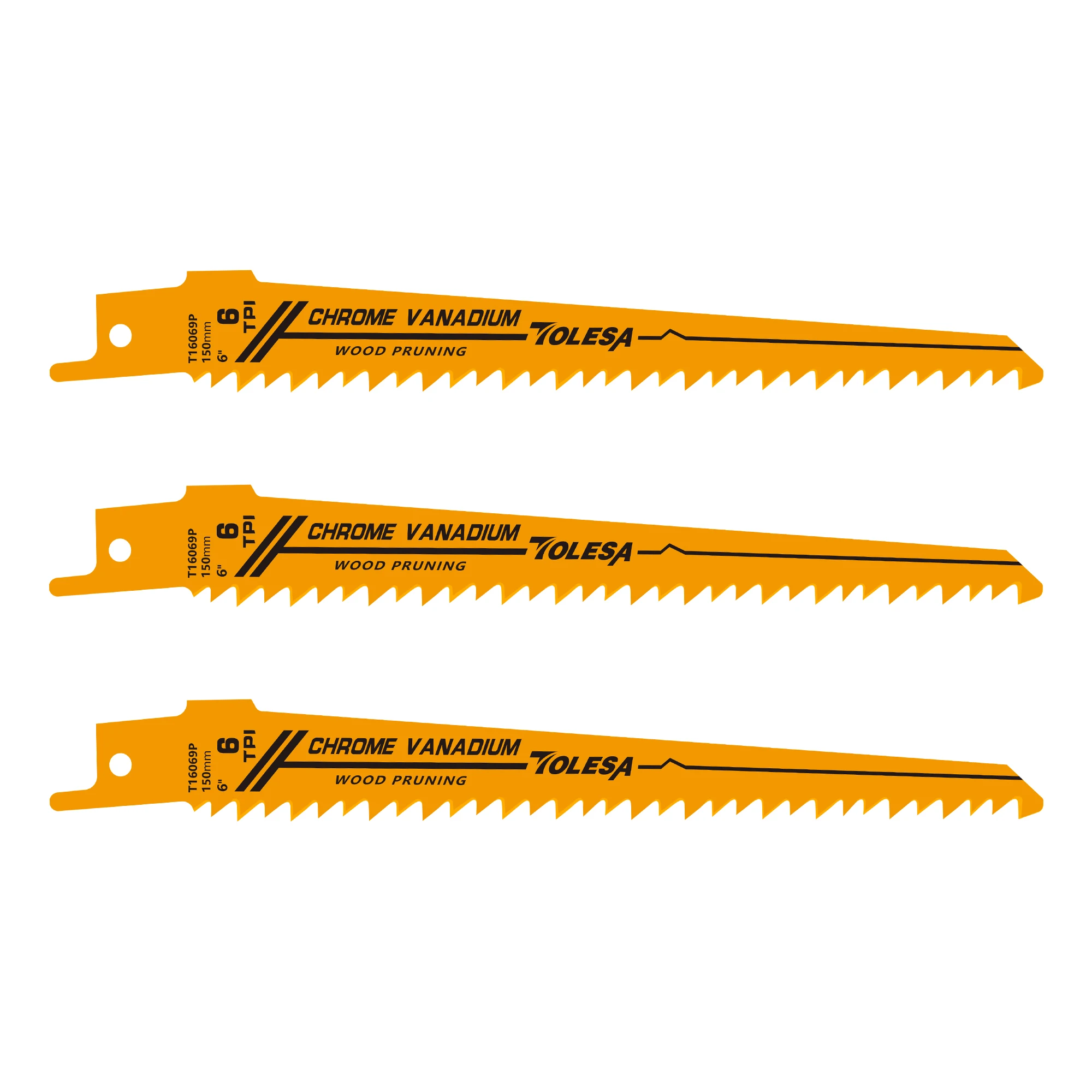TOLESA 1/3PCS 6 Inch 6TPI Reciprocating Saw Blades Professional Sawzall Blades for Wood Cutting Ultimate Wood Pruning Saw Blades