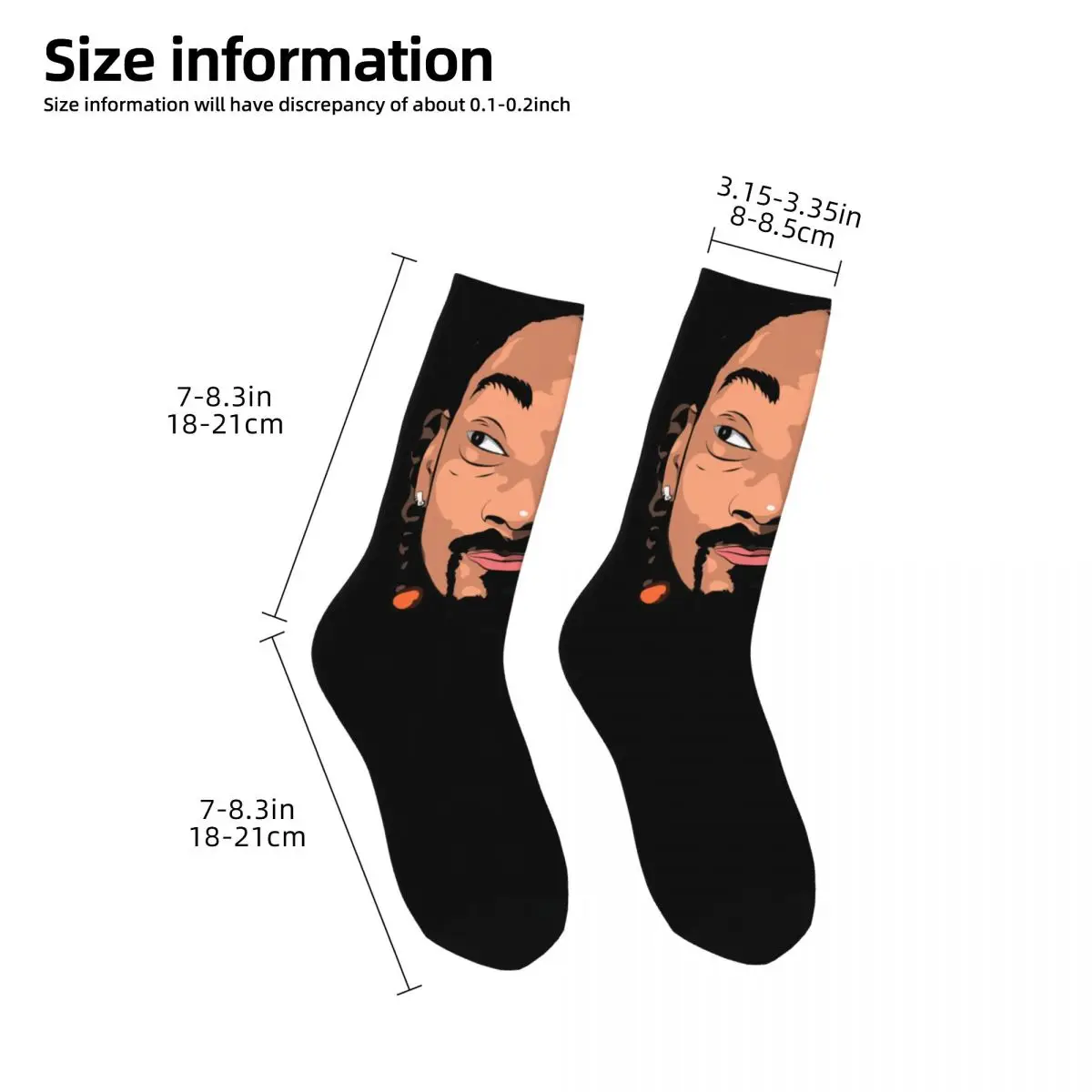 Crazy Design Snoop Dogg calzini Unisex stile Doggystyle, calzini felici con stampa 3D Hip Hop Street Style Crazy Sock