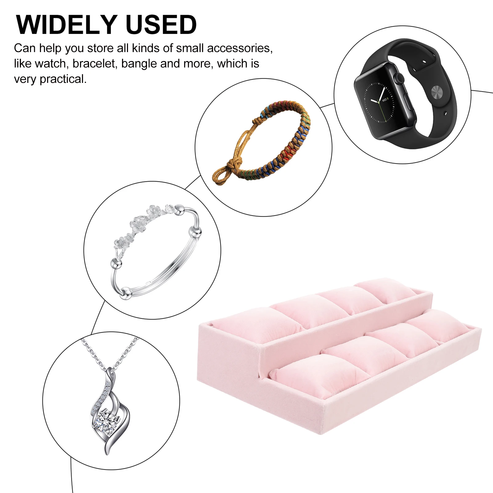 

Watch Display Tray Jewelry Storage Organizer Cushion Pillow Bracelet Bangle Holder Gift Home Decor Party Supplies