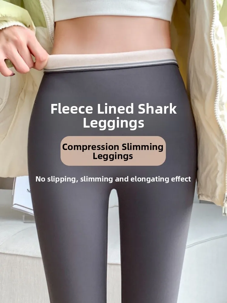 

Брюки для йоги Thiened с высокой талией на подкладке, женская верхняя одежда, осень-зима, новые теплые брюки из коровьей кожи с рисунком...