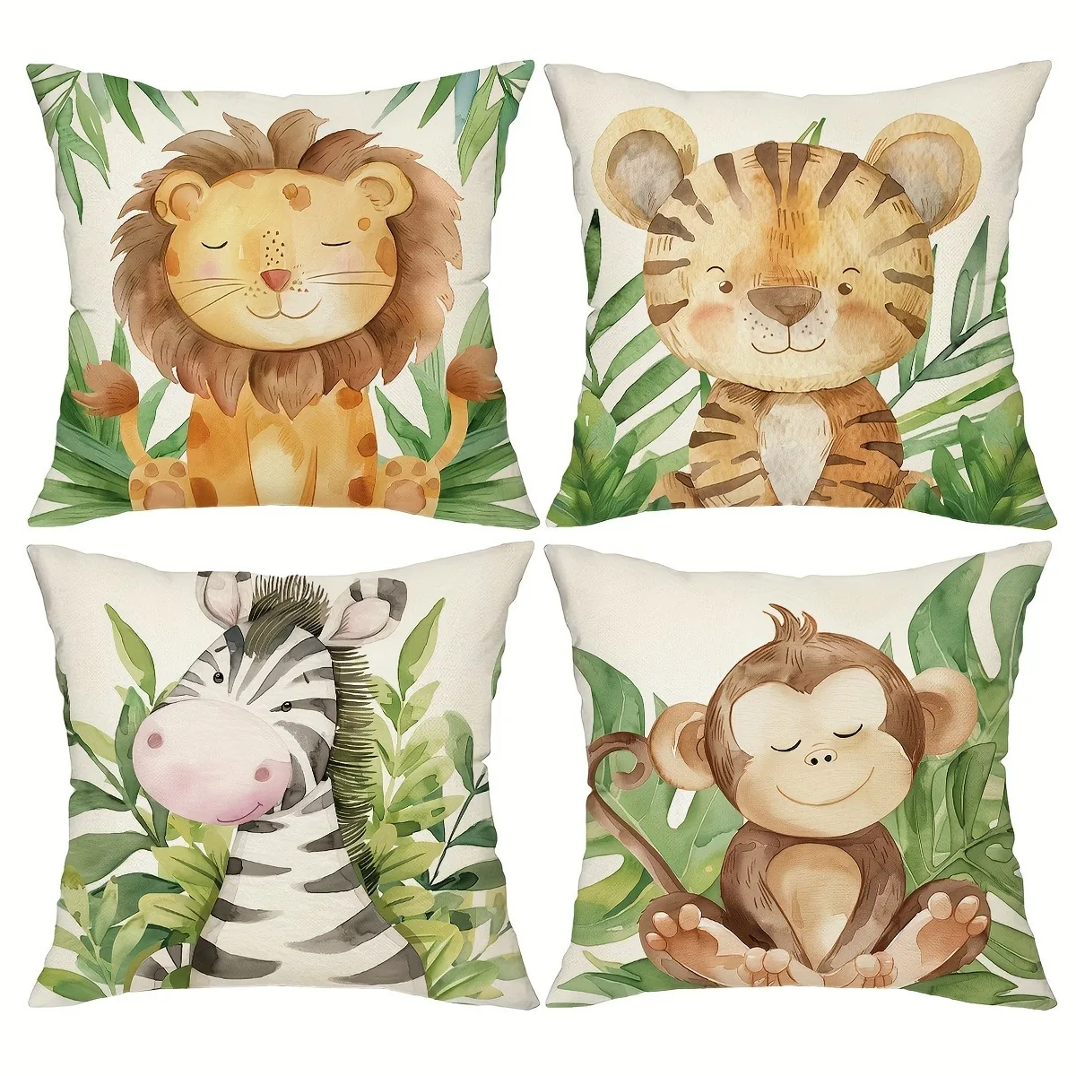 Jungle animal lion zebra monkey tiger pattern printing pillowcase living room sofa cushion cover bedroom room home decoration