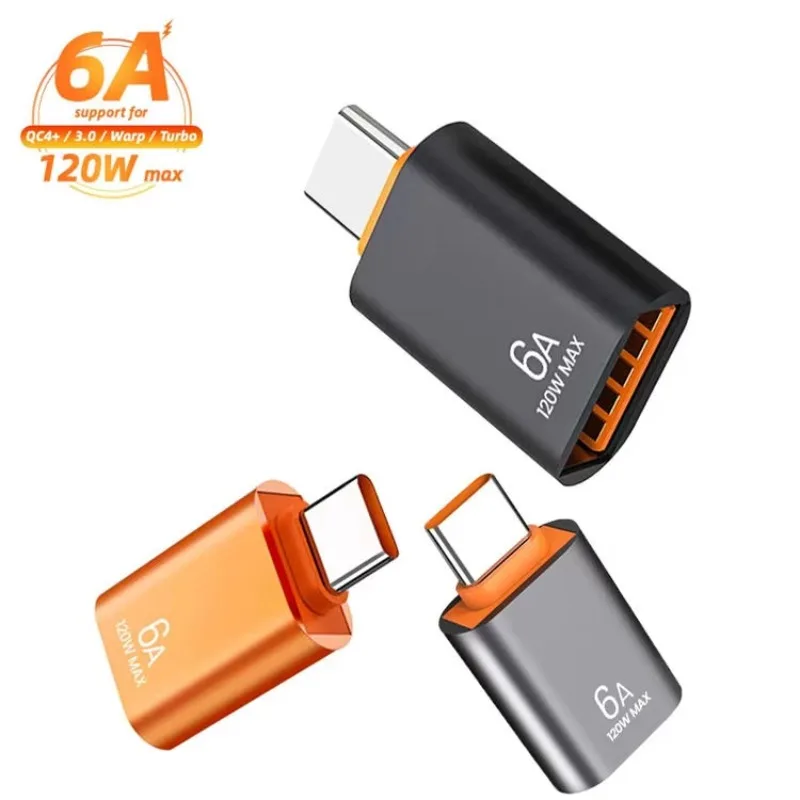 

5 PCS 6A 120W USB 3.0 Type C OTG Adapter Type C Male To USB Female OTG USB C Converter Mobile Phone Charger Adapter