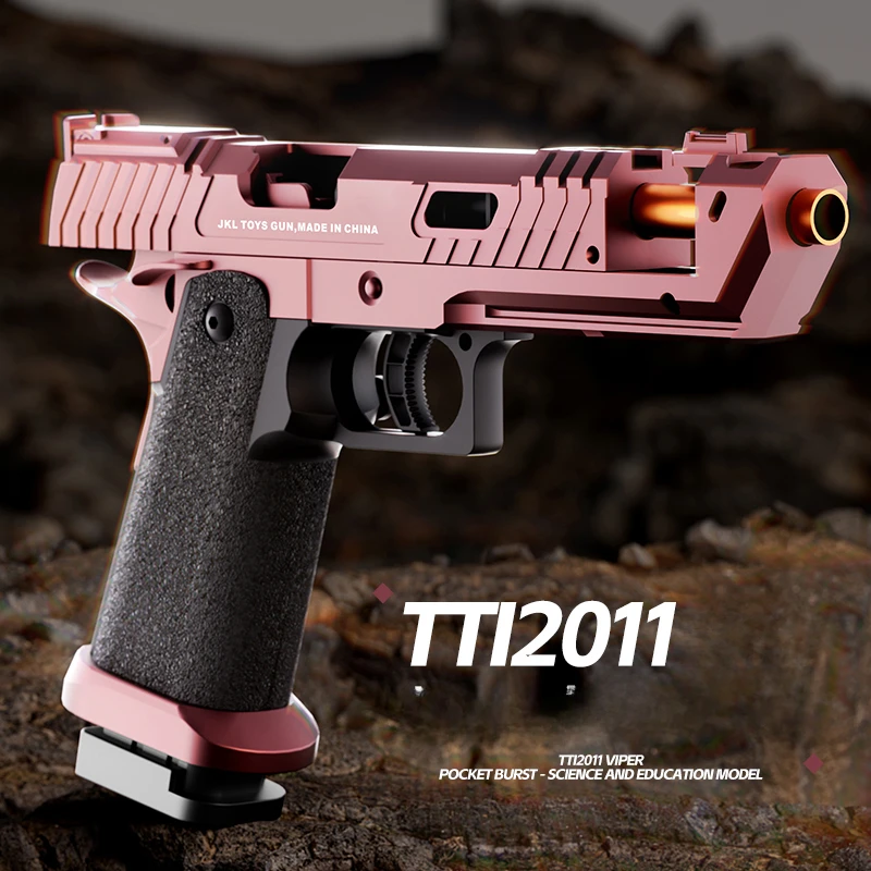 TTI Shell โยนปืนของเล่นยิงอย่างต่อเนื่อง Blowback Soft Bullet ปืนพกแขวนเกมกลางแจ้ง Airsoft สําหรับของขวัญเด็ก