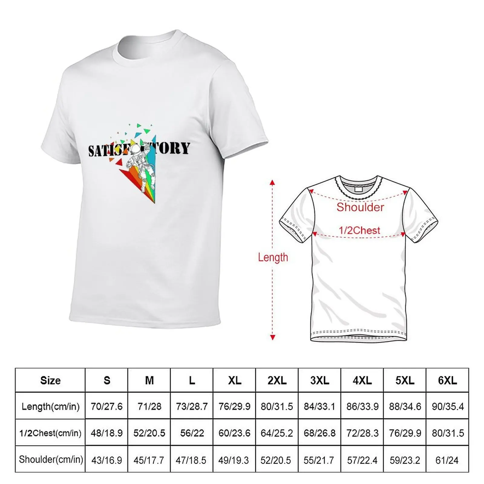 SATISFACTORY Rainbow Black T-Shirt t shirt man luxury printed t shirts for man man t shirt graphic T-shirt