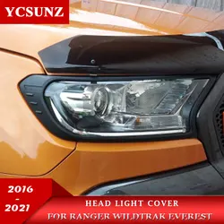 Cubierta embellecedora de faros delanteros negros para Ford Ranger Wildtrak Everest Endeavor 2016 2017 2018 2019 2020 2021