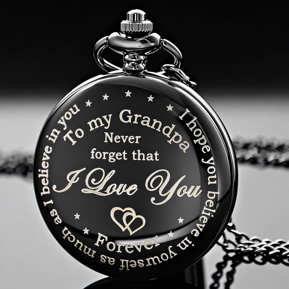 ساعات الجيب الرائعة خمر العتيقة قلادة كوارتز جيب فوب ساعة عيد ميلاد هدية عيد الأب للجد