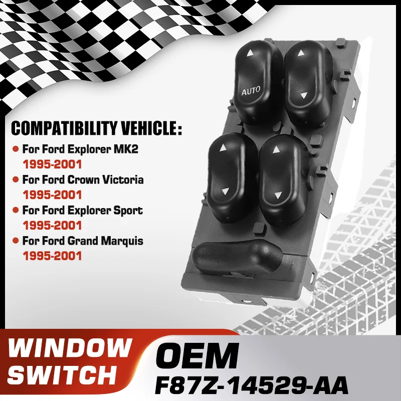 

F87Z-14529-AA For Ford Explorer Ford Crown Victoria Ford Explorer Sport Ford Grand Marquis Window Control Switch Master Button