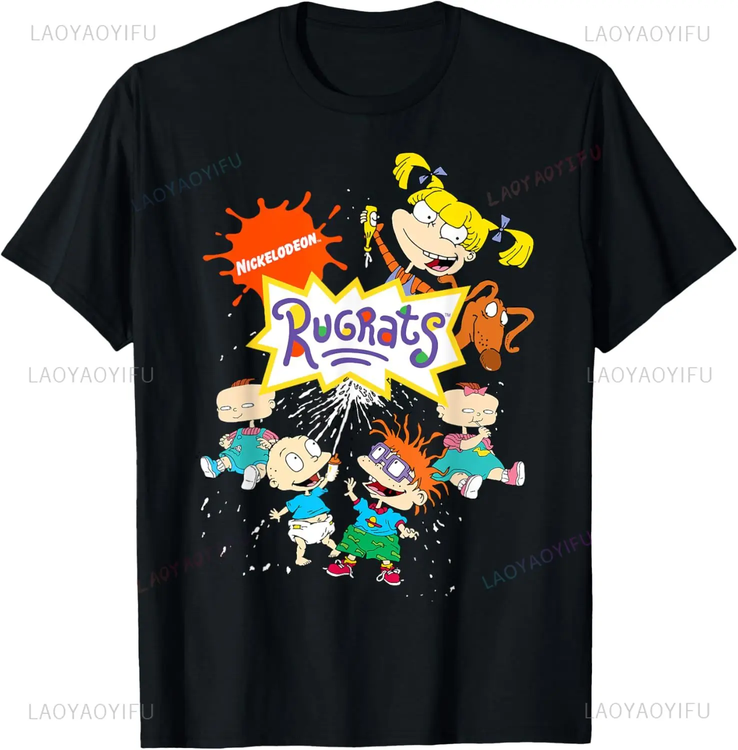 Camiseta con estampado de dibujos animados Retro Nickelodeon Rugrats personajes felices ropa de calle Unisex Casual 90s Nostalgia fiesta camiseta gráfica