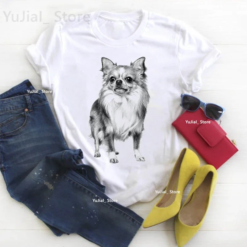 Kawaii Clothes Chihuahua Animal Print T Shirt For Girls Dog Lover Tshirt Women Harajuku Shirt Summer Tops Tee Shirt Femme