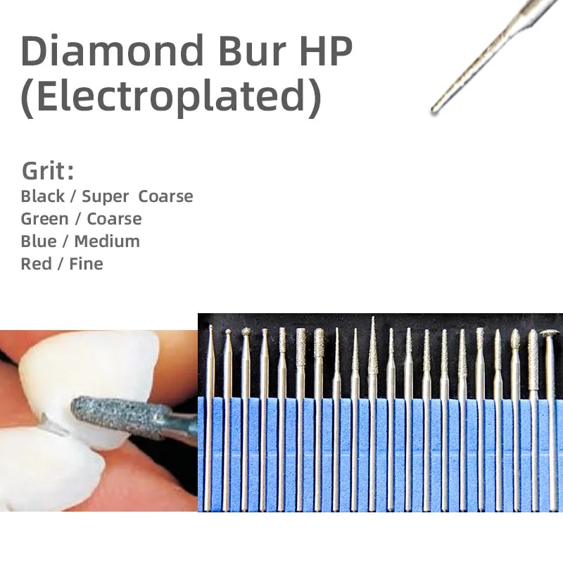 20pcs/kit Dental HP Diamond Burs Small Tiny Cutters Deep Grind Tools Dentistry Materials Lab Sharp Drill For Alloy Ceramics