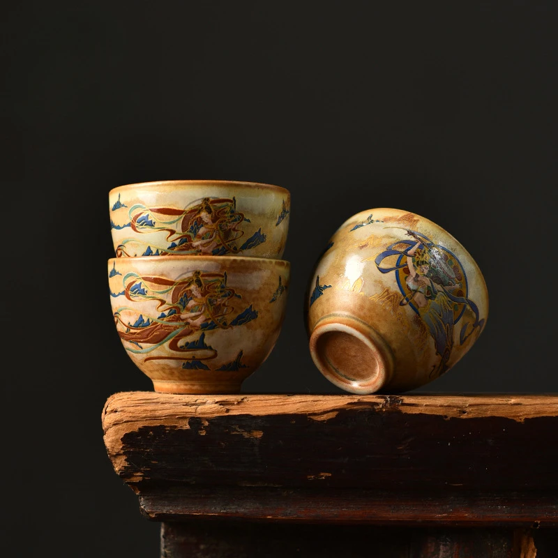 Dunhuang Kweichow Moutai Tea Cup Cultural Teacup Single Cup Retro Personal Cup Master Tea Drinking Kung Fu Small Tea Bowl