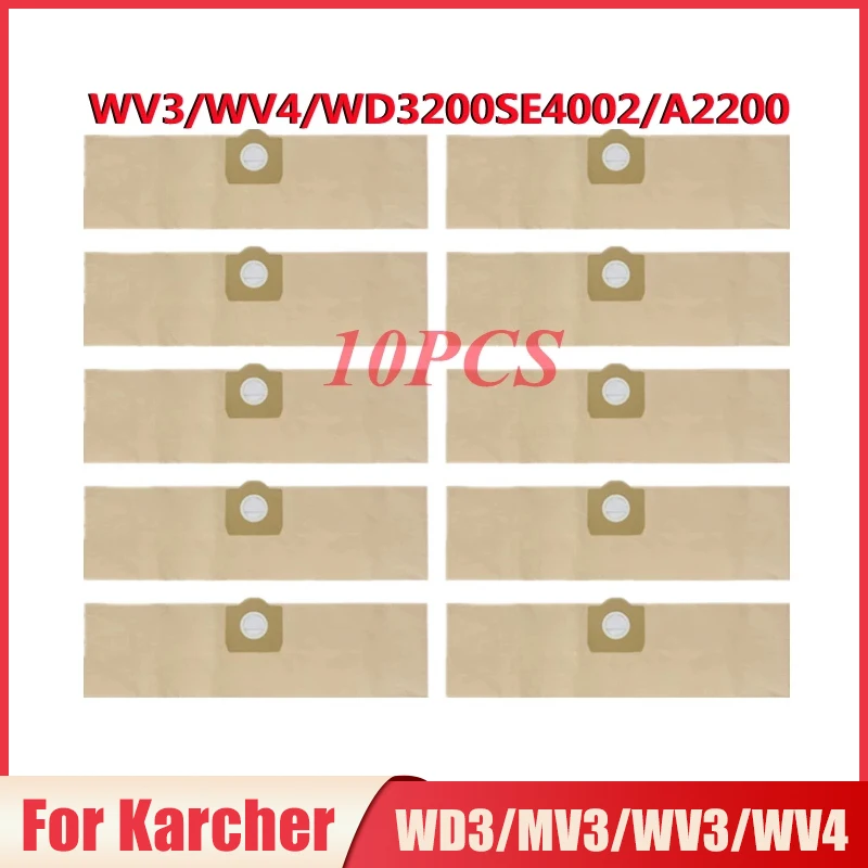 Sacs à poussière en papier pour aspirateur robot Karcher, pièces de rechange, accessoires de remplacement, WD3, MV3, WV3, WV4, WD3200, SE4002, A2200