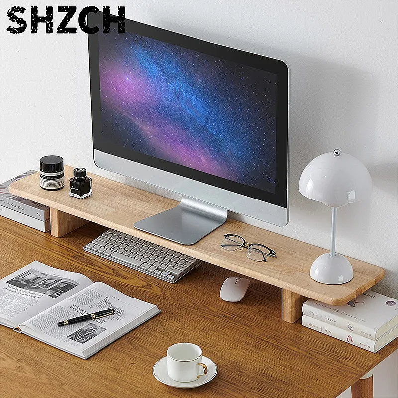 Computer Monitor Stand Riser Wooden Desk Organizer Ergonomic Height Increase Rack Laptop Storage Shelf