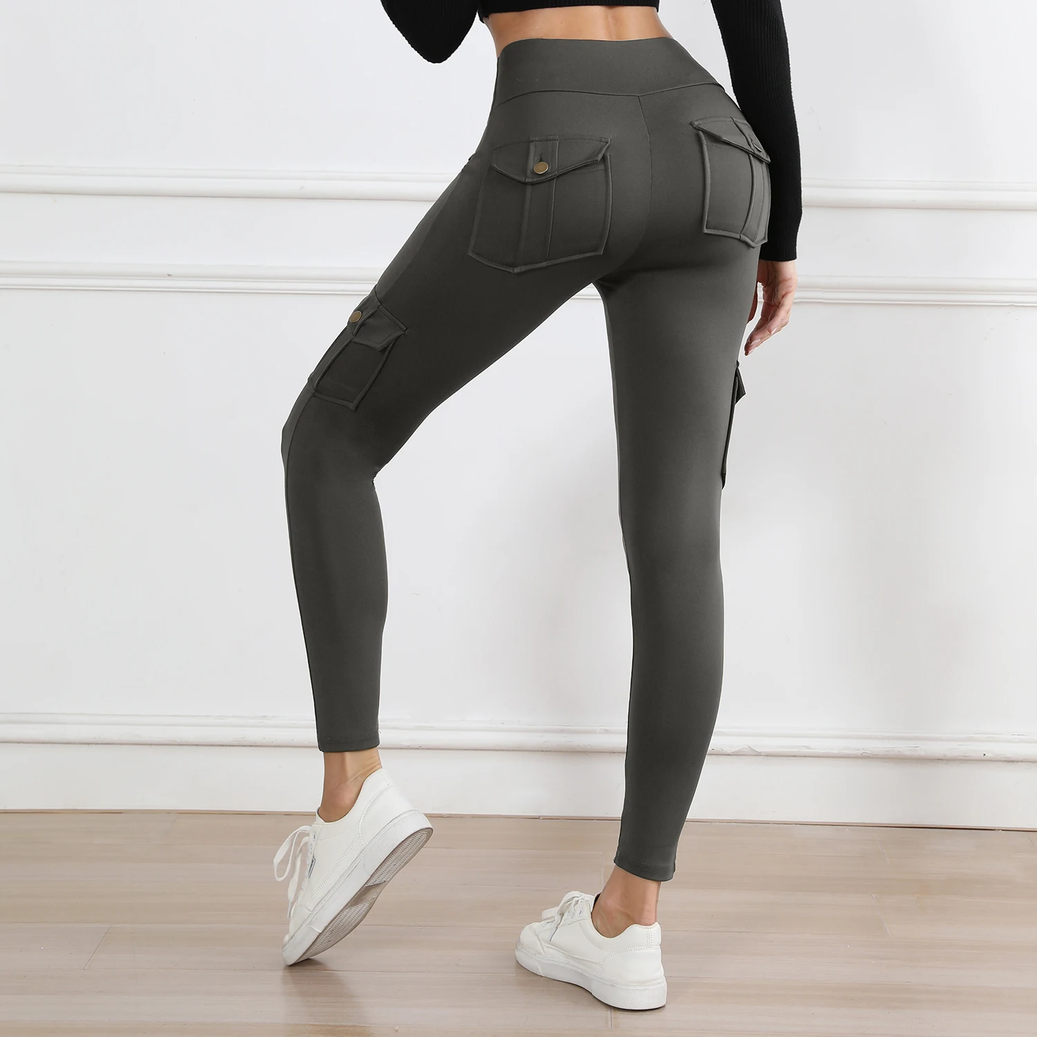Damen-Fitness-Leggings mit hoher Taille und Taschen – stilvolle und bequeme Stretch-Fitnesshose für Outdoor- und Sportaktivitäten