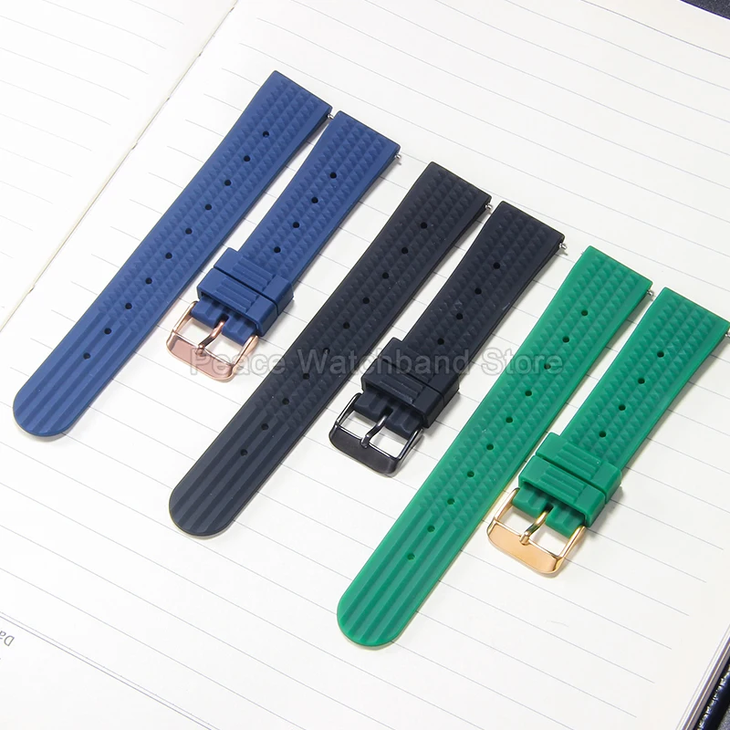 20 22 ملحق ساعة سيليكون أزرق برتقالي أحمر مرن قابل للتنفس لساعة Seiko Rolex MIDO Citizen Tissot ذات واجهة مسطحة