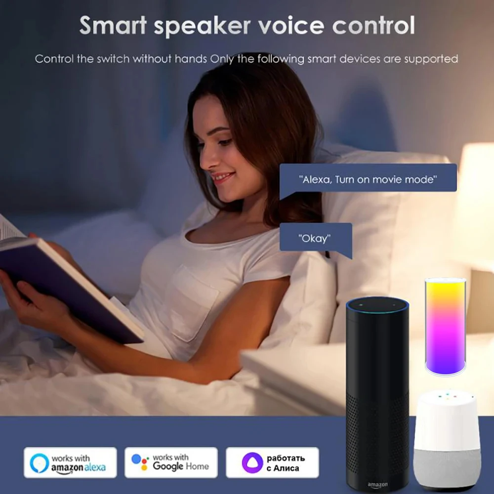 Tuya Smart WiFi Table Lamp RGBW Dimmable 12LED Light Touch Control Bedside Night Light Smart Life Control Via Alexa Google Home