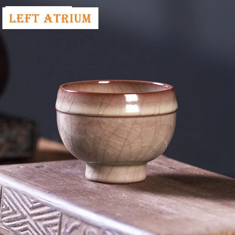 

80ml Retro Longquan Celadon Teacup Handedmade From Ancient Ge Kiln Master Cup Tasting Tea Bowl Meditation Cup Kung Fu Teaware
