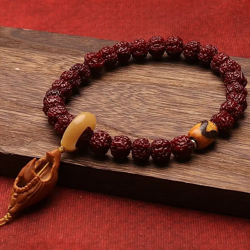 Coated Pulp Jadified Small Jingang Bodhi Bracelet Hollow out Buddha Flying Saucer Five Faces Stump Corpulent Buddha Beads Crafts