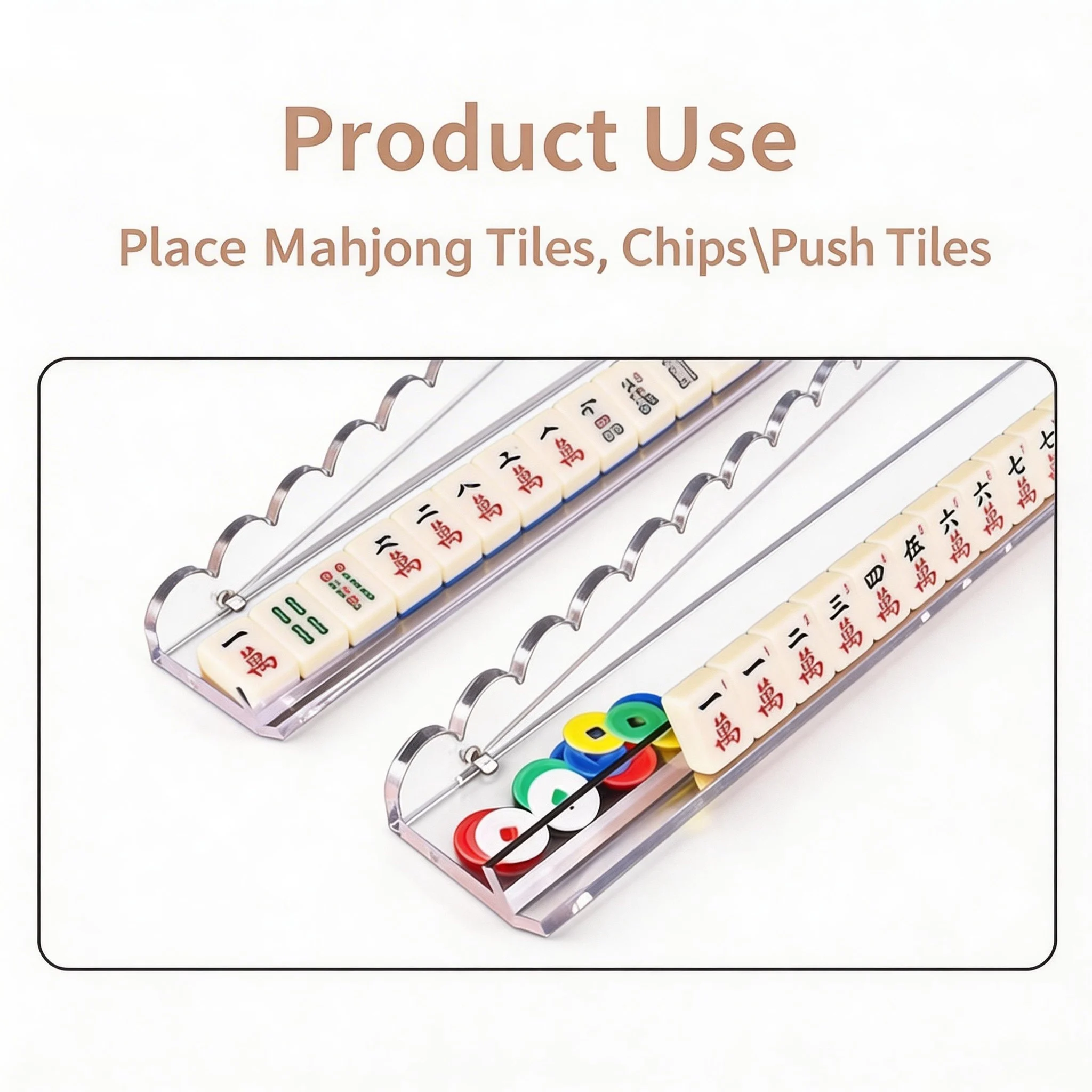 Luxury Modern Foldable Magnetic Acrylic Durable Water Resistant Card Pusher, 4 Rulers Set, Transparent American Mahjong Kit