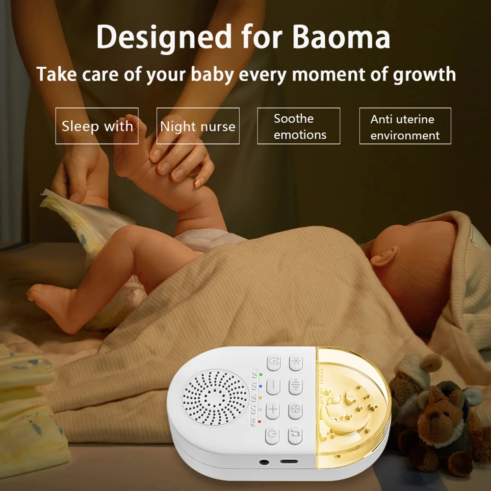 White Noise Machine Portable Baby Sleep Sound Player 24 Soothing Sounds Sleeping Relaxation Rechargeable for Home Travel