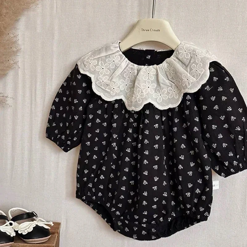

Fashion Infant Clothing Baby Girls Clothes Flower Spring Soft Cotton Romper Newborn Petal Collar Baby Girl Long Sleeves Romper