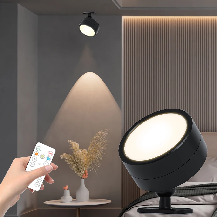 كشاف LED مغناطيسي مع 360 درجة °   دوران اللمس التحكم عن بعد القابلة لإعادة الشحن الجدار ضوء خزانة أضواء السرير القراءة مصباح الليل
