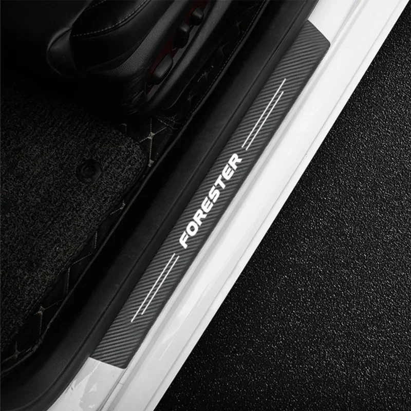 Carbon Fiber Car Door Threshold Sill Stickers Protect Film Scuff Plate for Subaru Forester 2023 Trunk Bumper Decals Accessories