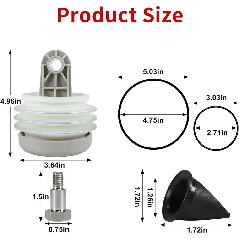 Fits for Dometic 385230980 Pump Bellow Kit Include 385310076 1-1/2 Duckbill Valve (4Pack) and 385310151 O-Ring (2 Pack) Replace