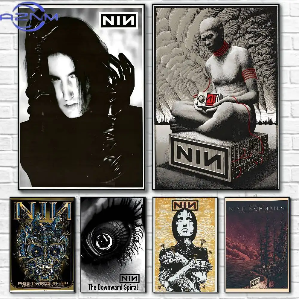 Industrial Rock Band NIN-Nine Inch Nails-Beautiful Poster Canvas painting with prints Home bedroom living room decoration gif