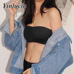 끈이 없는 란제리 베이스 브라, 미끄럼 방지 분리, 모아진 크롭탑 속옷, 단색 푸시업 보이지 않는 브라, 심리스 신제품