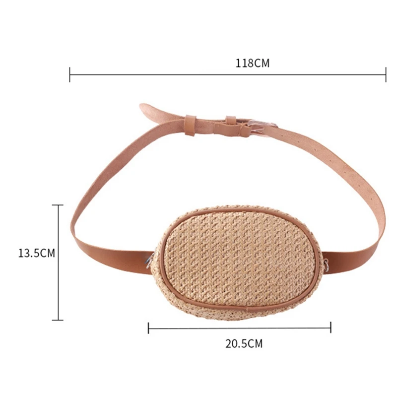 Marsupio da donna in paglia cintura da donna in Rattan fatto a mano Design ovale borse da spiaggia estive marsupio da viaggio borsa da petto per ragazza