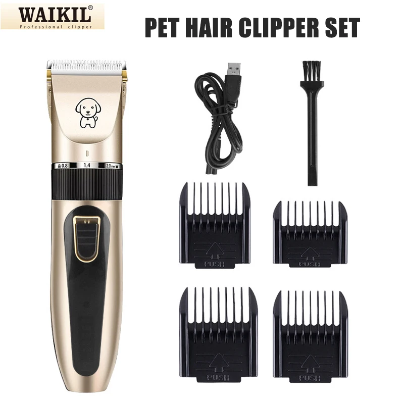 WAIKIL Cat and Dog Hair Razor Pet Beauty Hair Scissor Shaving Machine Set Rechargeable Cordless Silent Hair Trimmer Low Noise