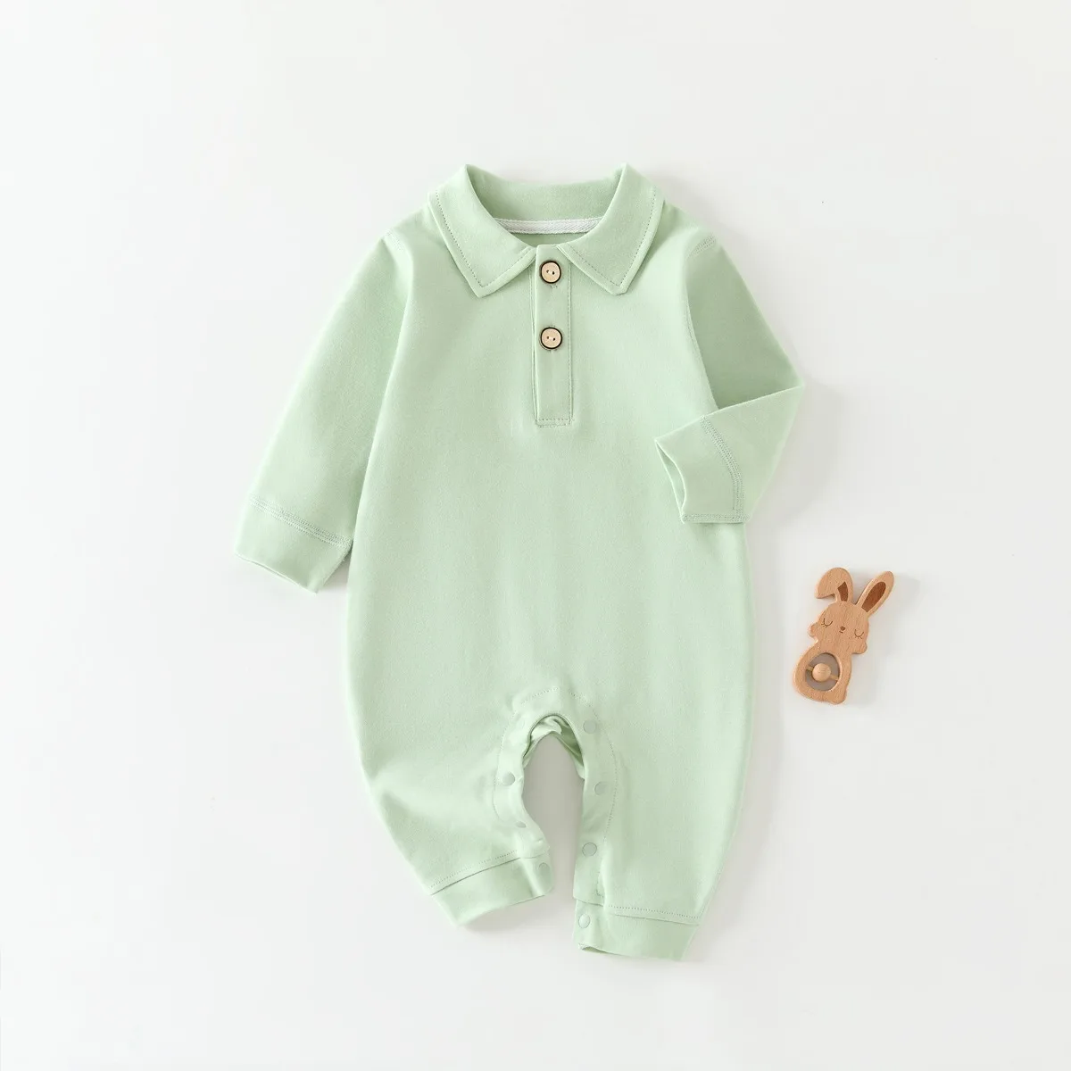 Autumn and Winter Newborn Baby Jumpsuit with Solid Color Collar, High-quality Male Baby Jumpsuit for 0-18 Months Baby Girl