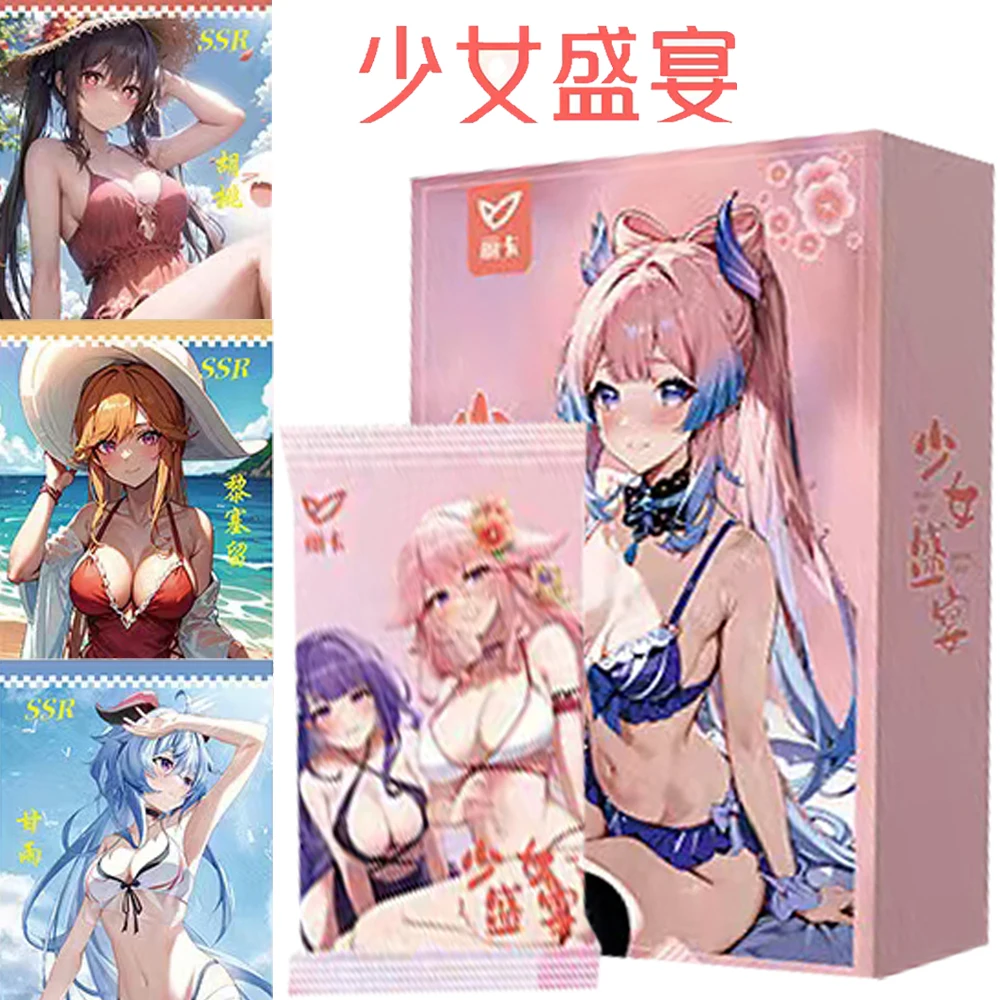 Girl's Feast Cards Goddess Story Series Anime Games Beauty Swimsuit Party Character Puzzle Card Kids Table Toys for Family Gifts