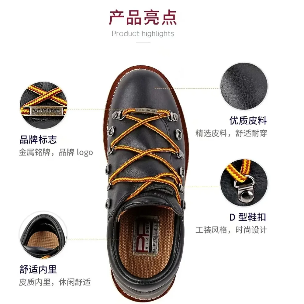 Genuine Leather Wedge Moc Toe Work Boots for Men Women Casual Quality Goodyear Welted Low Cut Shoes Soft Toe , Comfort Insole
