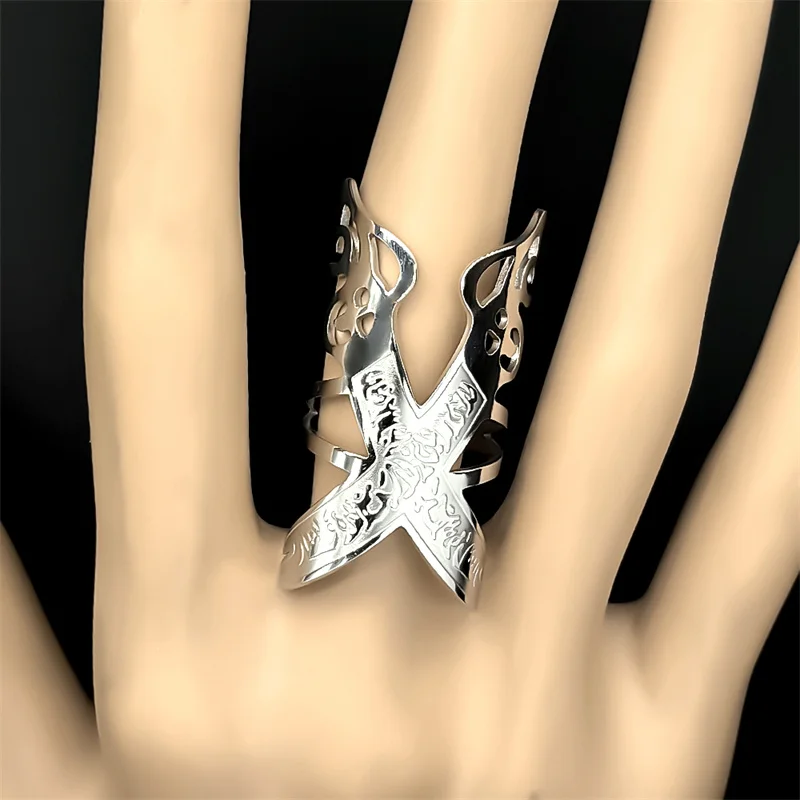 إمام علي السيف مسلم الإسلام سكين خواتم للرجال النساء الفولاذ المقاوم للصدأ العربية ذو الفقار قابل للتعديل المفتوحة البنصر مجوهرات هدية