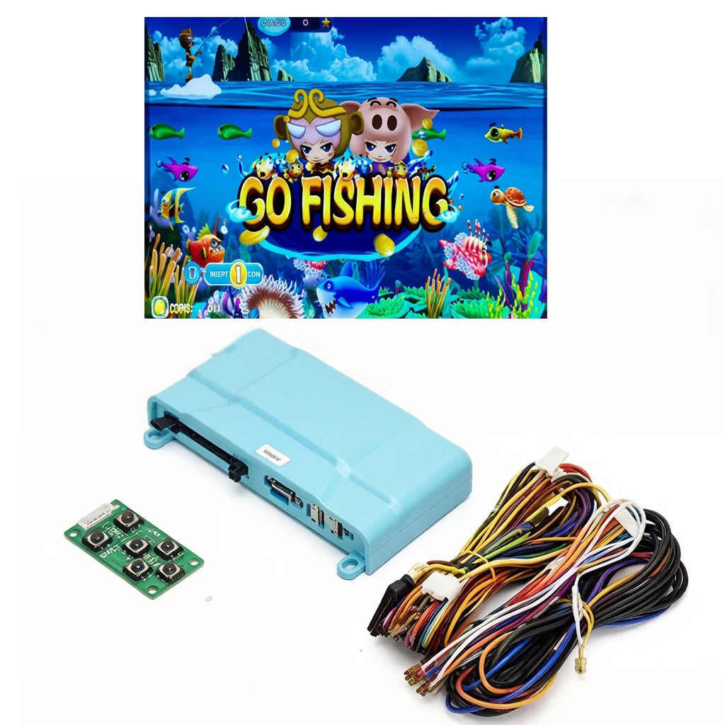 

Coin-Operated Arcade Kit RF 2-Player Fishing Arcade Game DIY Kit Includes Mainboard Wiring Harness and Settings Board