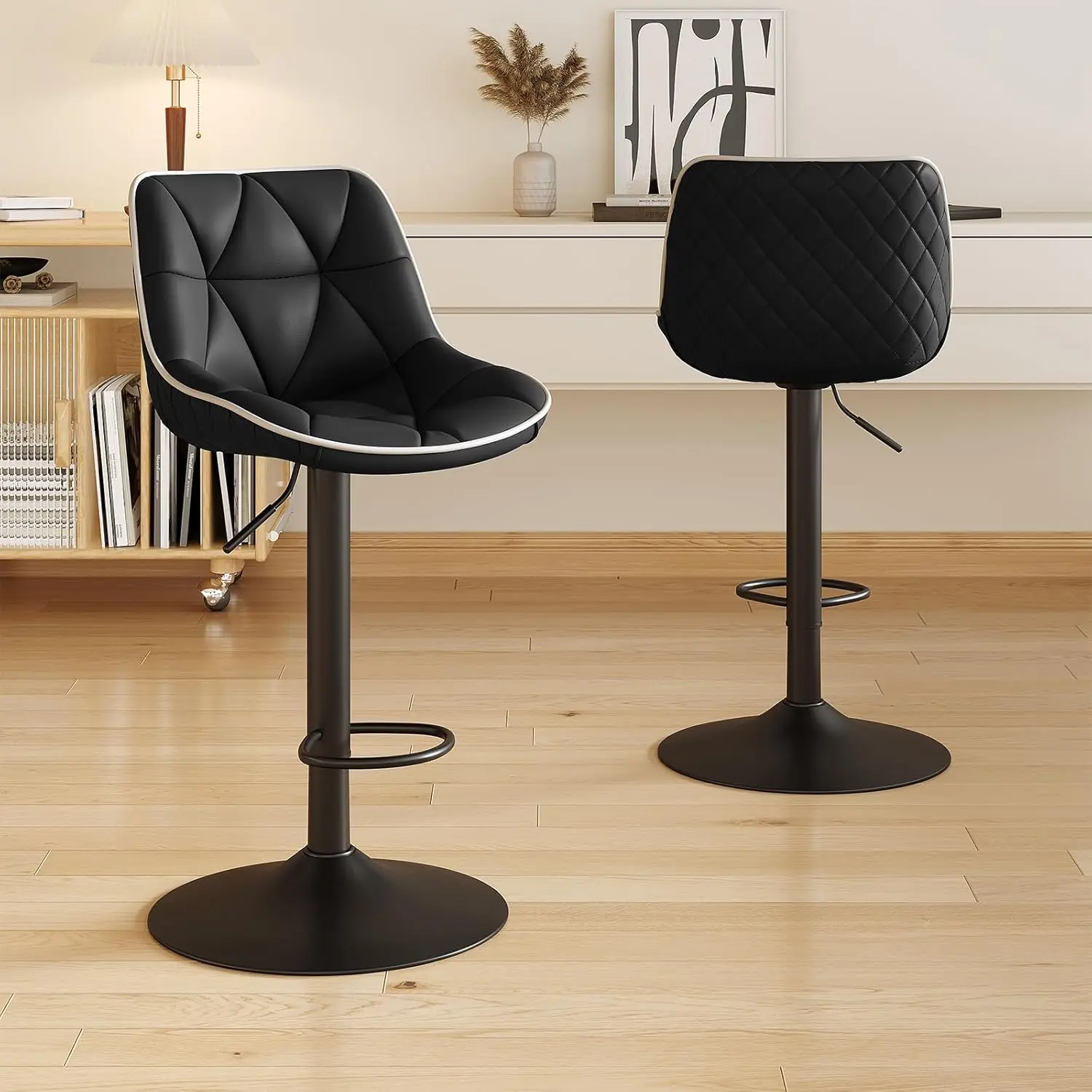 

Bar Stools Set of 2, Adjustable Swivel Counter Height Bar Stools with Back, Armless Modern Barstools for Kitchen Island, Custom