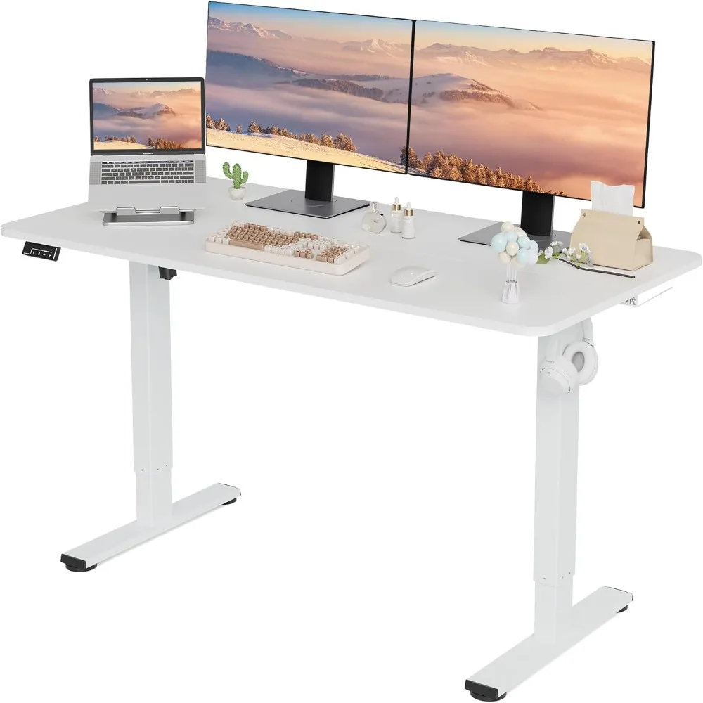 

Electric Standing Desk Adjustable Height, 55x24 Inches Sit Stand up Desktop for Home Office, Ergonomic Rising Computer Table wit