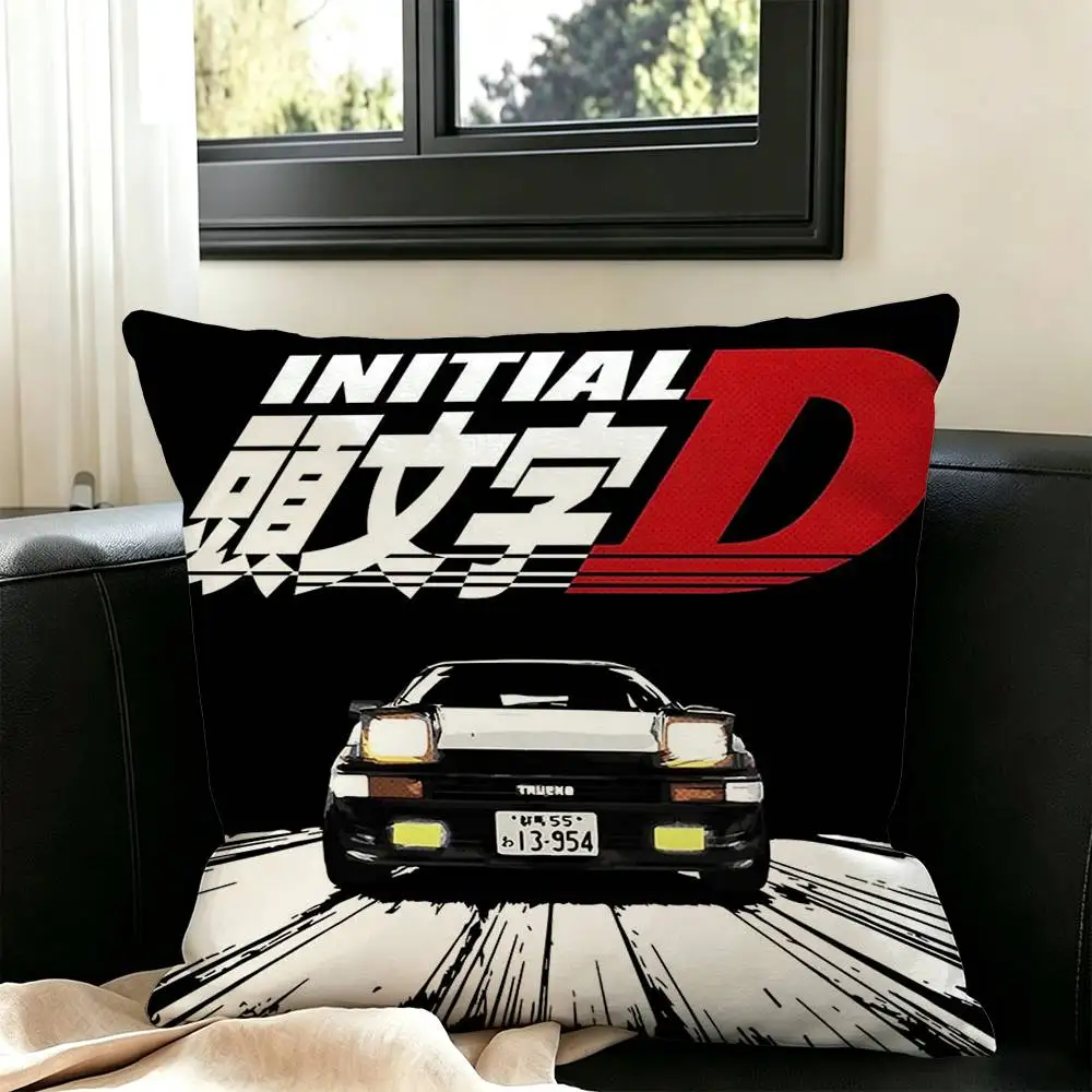 Hot Anime Initial D AE86  Pillow Case Square Double-Sided Sofa Cushion Cover Bedroom Bedside Pillow