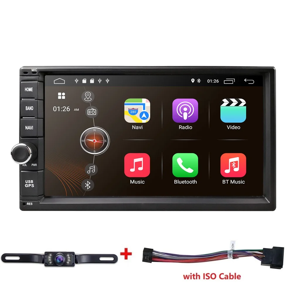 2 Din 7'' 2GB+32GB Quad Core Universal Android 10 AutoRadio Stereo GPS Navigation WiFi 1024*600 Touch Screen 2din Car multimedia