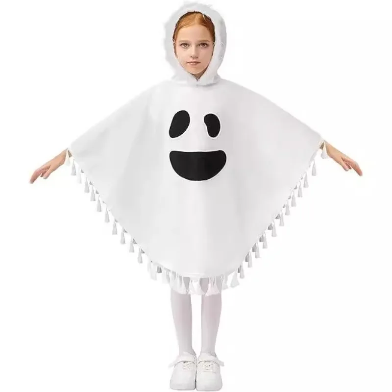 

Хэллоуин косплей тематическая вечеринка платье костюм детский белый плащ с лицом призрака