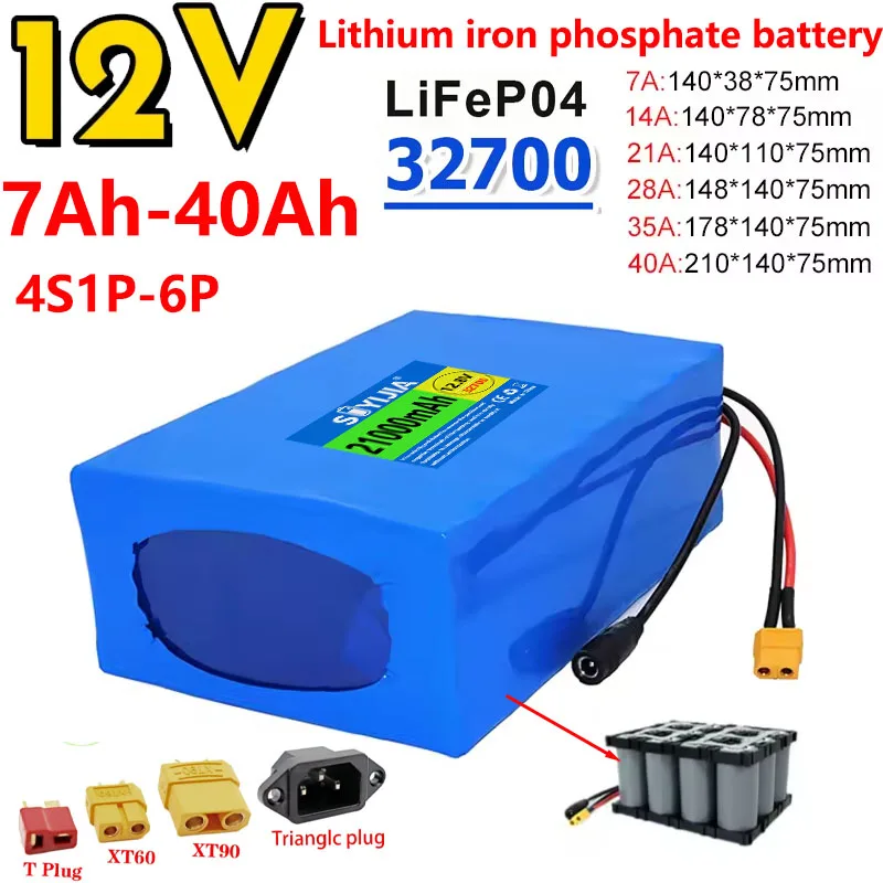 New 12.8V 7Ah 14Ah 21Ah 40Ah 28Ah 35Ah 40Ah LiFePO4 Battery Pack with Built-in BMS 32700 4S1P-6P for 12.8V Power Supply