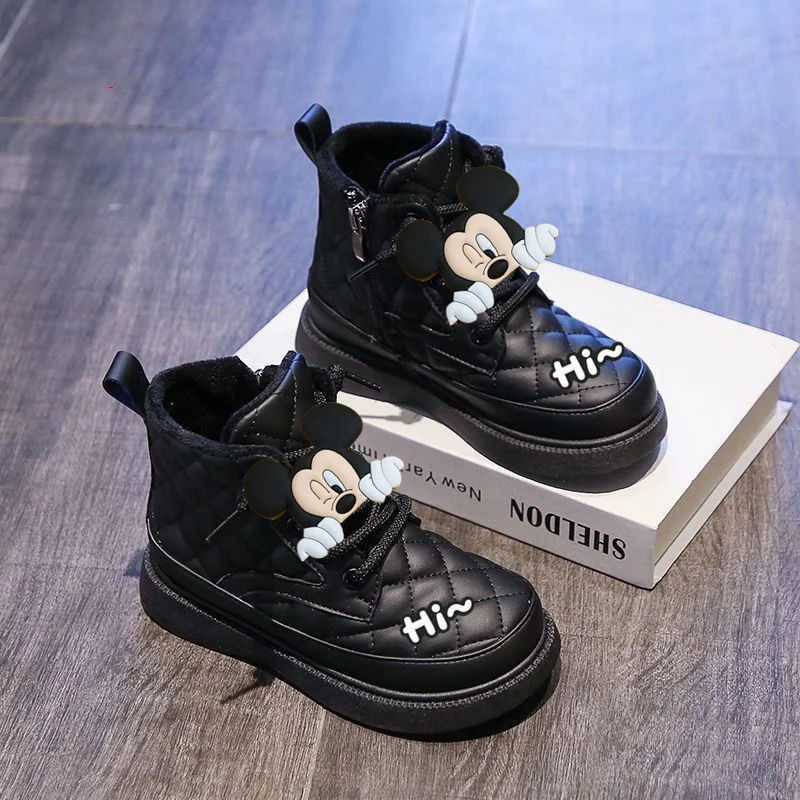 

Mickey mouse Soft Sole Girls Sneakers Disney kids Fleece Casual Shoes Baby Cotton Shoes New Autumn Winter Warm Boy Toddler Shoes