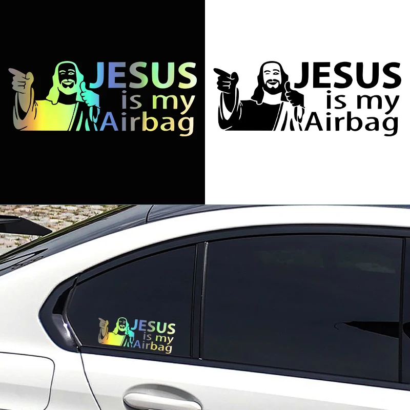 G184 JESUS IS MY AIRBAG Vinyl Car Motorcycle Sticker Decals Black/Silver 15CM*6CM